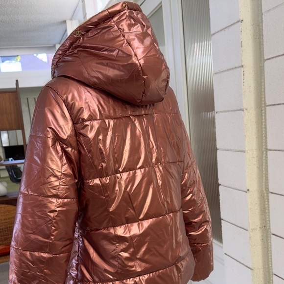 AOFUR Puffer Jacket Copper with Red Lining Size Small - Picture 2 of 10